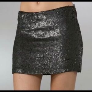Haute Hippie black sequin mini skirt.